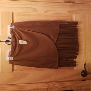Medium Brown BLU PEPPER Fringed Lined Skirt. (NWT)